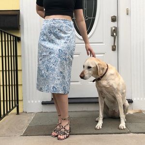 Banana Republic 6 blue paisley print skirt